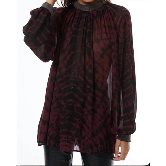 NEW YOUNG FABULOUS & BROKE yule top with metal trim in jam tigers eye - Picture 1 of 3